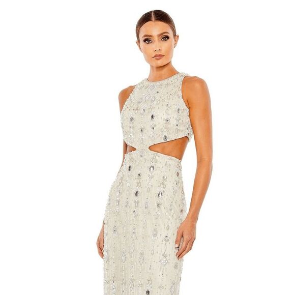 Mac Duggal NWT size 2 nude/ silver evening gown style 5740 *Read Notes* - Picture 2 of 10